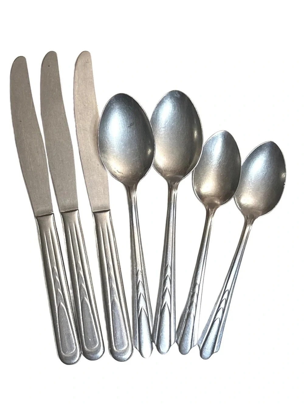 EKCO EKS7 Chevron Pattern Vintage Flatware,Mixed Lot of Seven Pieces
